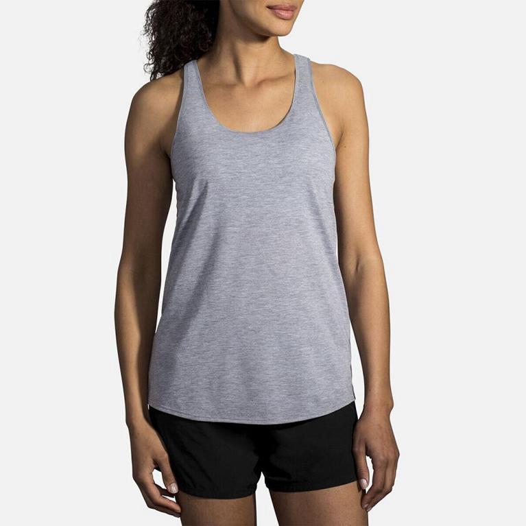 Brooks Women's DISTANCE Running Tank Top - Grey - Canada (SEVXZ-8751)